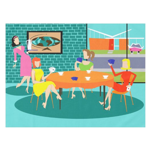 Retro Weekly Vrouwenkaart Tablecloth Tafelkleed (Voorkant (Horizontaal))