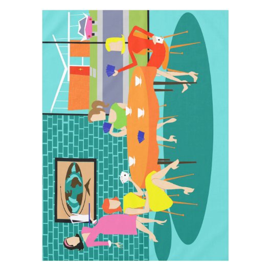 Retro Weekly Vrouwenkaart Tablecloth Tafelkleed (Voorkant)