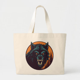  Retro Weerwolf Comic Throwback Graphic Grote Tote Bag