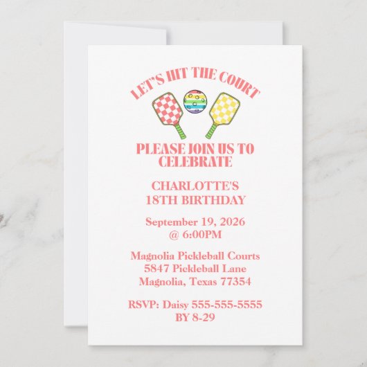 Retro Wees Blij Gezicht Pickleball Regenboog Verja Kaart (Voorkant)