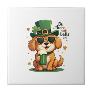 Retro Wees Er Bij Met Bellen Aan Hond St. Patrick' Tegeltje