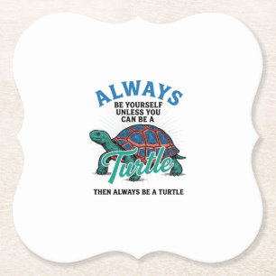 Retro Wees Jezelf Schildpad Shirt Ontwerp_1 Kartonnen Onderzetters