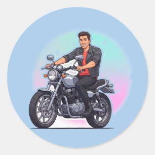 🏍️ Retro Wegrijder Klassiek Motorembleem Ronde Sticker