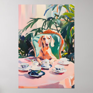 Retro Weimaraner Poster, Weimaraner Olie Schilderi Poster