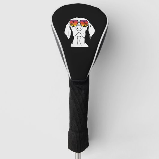 Retro Weimaraner Zonnebril Golfheadcover (Voorkant)