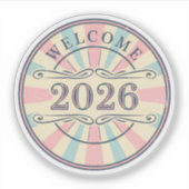 Retro Welcome 2026 New Year Sticker (Voorkant)