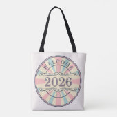 Retro Welcome 2026 New Year Tote Bag (Achterkant)