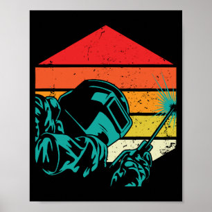 Retro Welding Helmet Silhouette Welder Gif Poster
