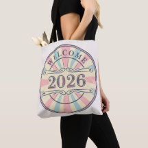 Retro Welkom 2026 Nieuwjaar Tas