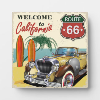 Retro "Welkom in Californië" Route 66 poster, Fotoplaat