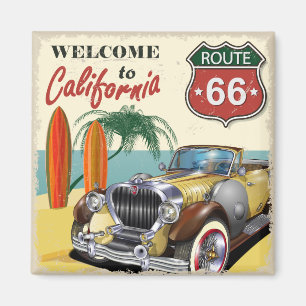 Retro "Welkom in Californië" Route 66 poster, Magneet