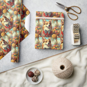 Retro Welsh Corgi Cardigan Schilderij Cadeaupapier