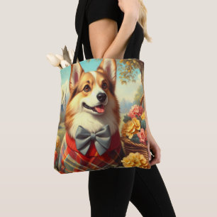 Retro Welsh Corgi Cardigan Schilderij Draagtas