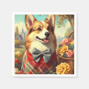 Retro Welsh Corgi Cardigan Schilderij Servet