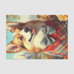 Retro Welsh Corgi Cardigan Schilderij Tissuepapier