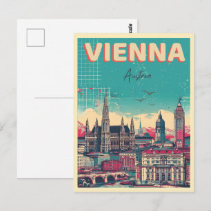 Retro Wenen stad Oostenrijk skyline cadeaus Briefkaart