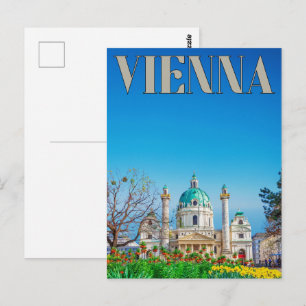 Retro Wenen stad Oostenrijk skyline cadeaus Briefkaart