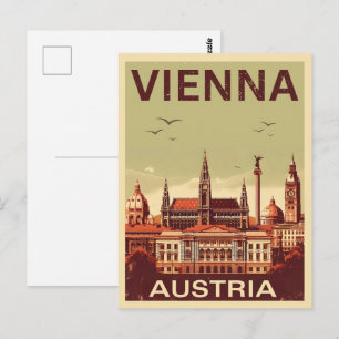 Retro Wenen stad Oostenrijk skyline cadeaus Briefkaart