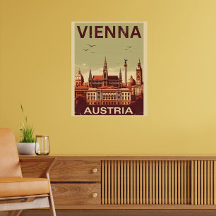 Retro Wenen stad Oostenrijk skyline cadeaus Poster