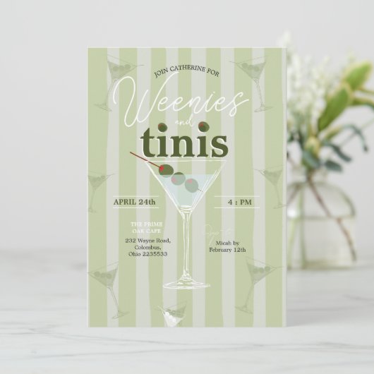 Retro Wenies en Tinis Bachelorette Kaart (Staand voorkant)