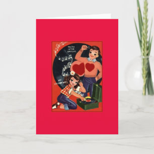 Retro Wenskaart van de Valentijnsdag van de Tiener Feestdagen Kaart