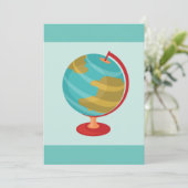 Retro Wereldbol Illustratie  Aarde Kaart (Staand voorkant)