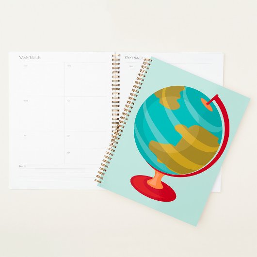 Retro Wereldbol Illustratie  Aarde Kaart Planner
