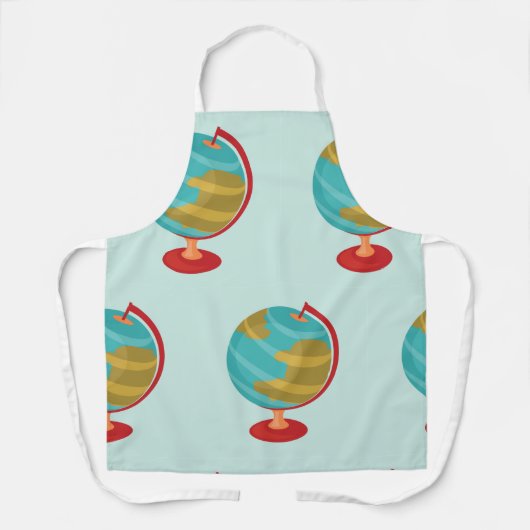 Retro Wereldbol Illustratie  Aarde Kaart Schort (Voorkant)