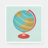 Retro Wereldbol Illustratie  Aarde Kaart Servet (Voorkant)