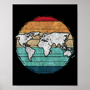 Retro-Wereldkaart Poster