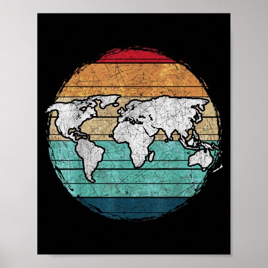Retro-Wereldkaart Poster (Voorkant)