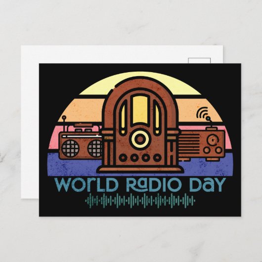 Retro Wereldradiodag Briefkaart (Voorkant / Achterkant)