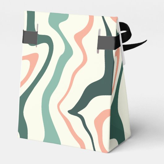 Retro wervelboog munt groen en roze bruiloft bedankdoosjes (Achterkant)