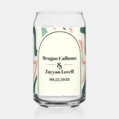 Retro wervelboog munt groen en roze bruiloft blikvorm glas (Voorkant)