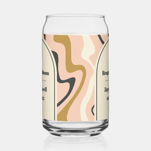 Retro wervelboog roze zwart goud bruiloft blikvorm glas (Links)