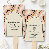 Retro wervelboog roze zwart goud bruiloft programm handwaaier