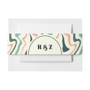 Retro Wervelende Boog Mintgroene Roze Bruiloft Uitnodigingen Wikkel