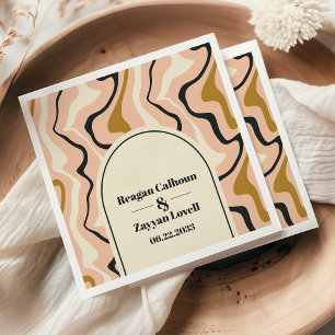 Retro Wervelende Boog Roze Zwart Goud Bruiloft Servet