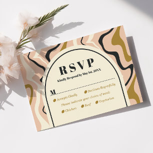 Retro Wervelende Boog Roze Zwart Goud Trouw RSVP K Kaartje