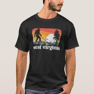 Retro West Virginia Bigfoot Mountain Trees Natuur T-shirt