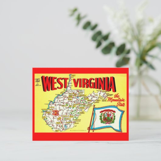 Retro West Virginia Kaart Ansichtkaart (Staand voorkant)