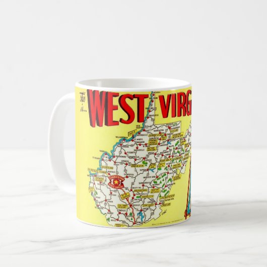 Retro  West Virginia Map Mug Koffiemok (Voorkant links)
