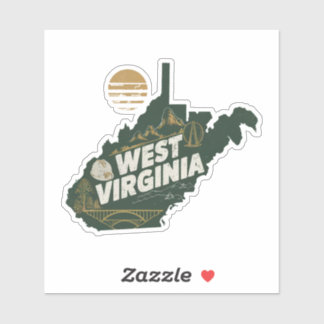 Retro West Virginia State Car Sticker