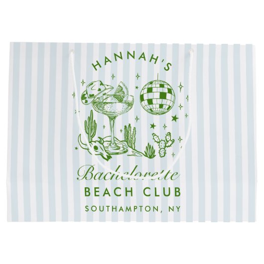 Retro Western Blauw Bachelorette Groot Cadeauzakje (Achterkant)