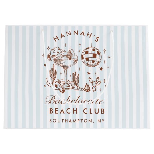 Retro Western Blauw Bachelorette Groot Cadeauzakje (Voorkant)