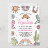 Retro Western Girl Second Rodeo Birthday Kaart (Voorkant)