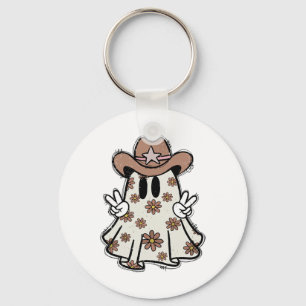 Retro Western Halloween Cowboy Ghost Howdy Cowgirl Sleutelhanger