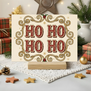 Retro Western Ho Ho Ho Kerstmis Feestdagen Kaart