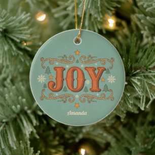 Retro Western Joy Kerstvakantie Ornament Cadeau