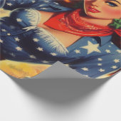 Retro Western Land Meisjes Cadeaupapier (Hoek)